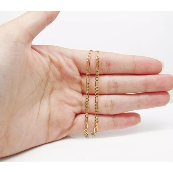 Real Solid Gold 16” Figaro Chain Women’s Necklace - Picture 3 of 3